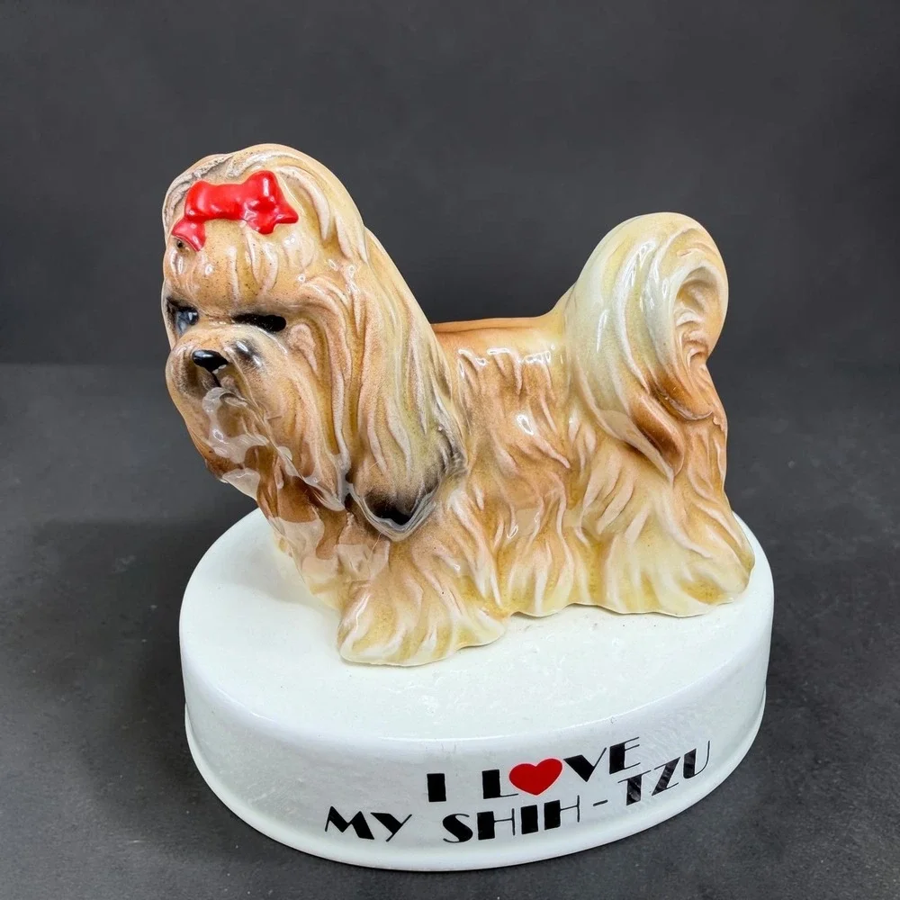 George Good Japan‎ Shih Tzu Dog Figurine I Love My Shih Tzu Vintage Ceramic 3in